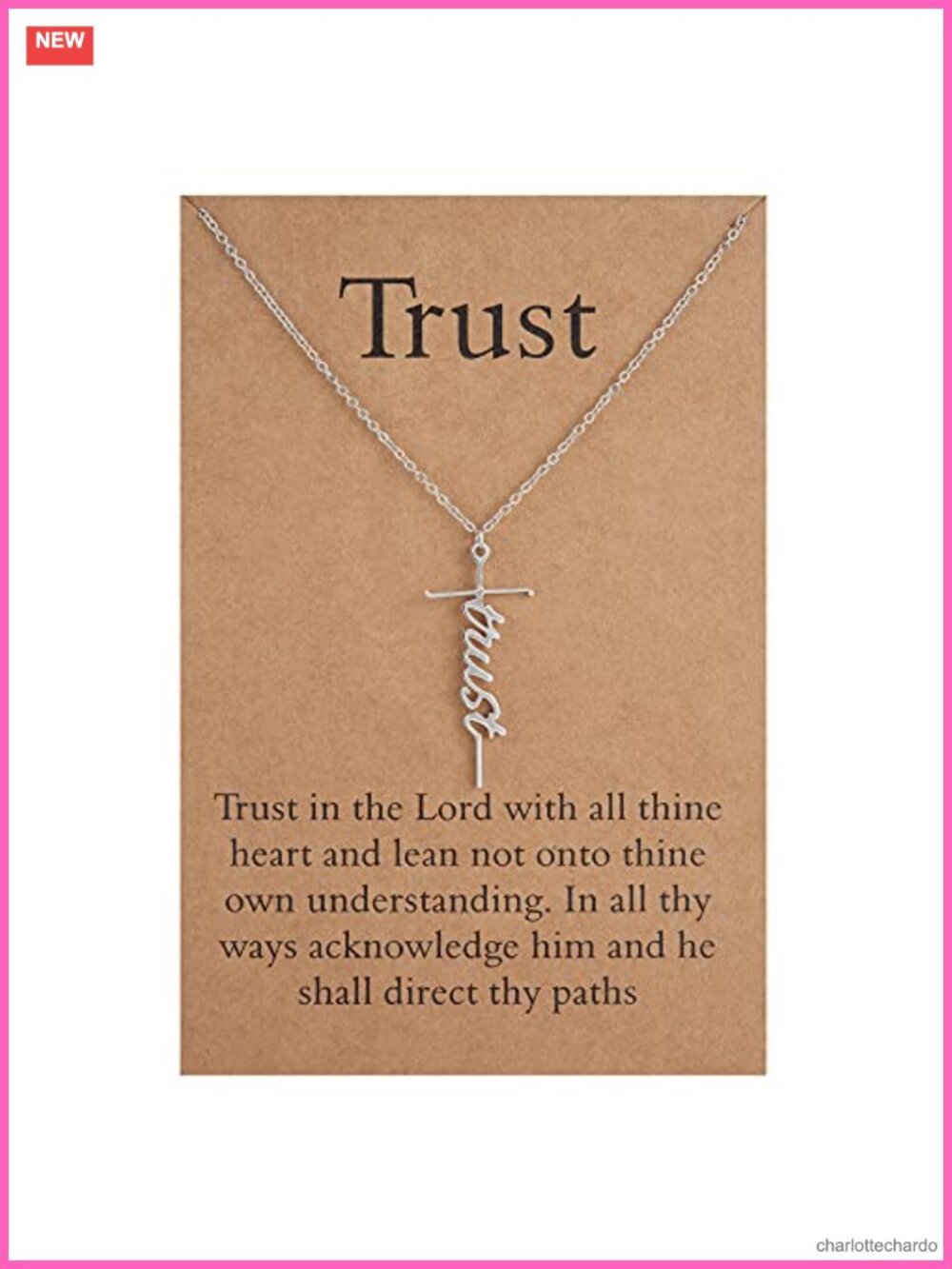 Stainless Steel Cross Pendant Necklace 18in Adjustable Religious Christian